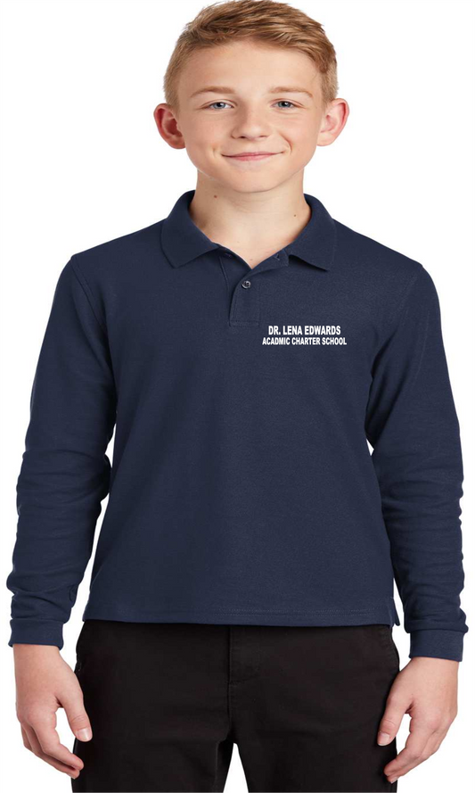 DLEAS Youth and Adult Jersey Polo long sleeve - -with embroidered logo